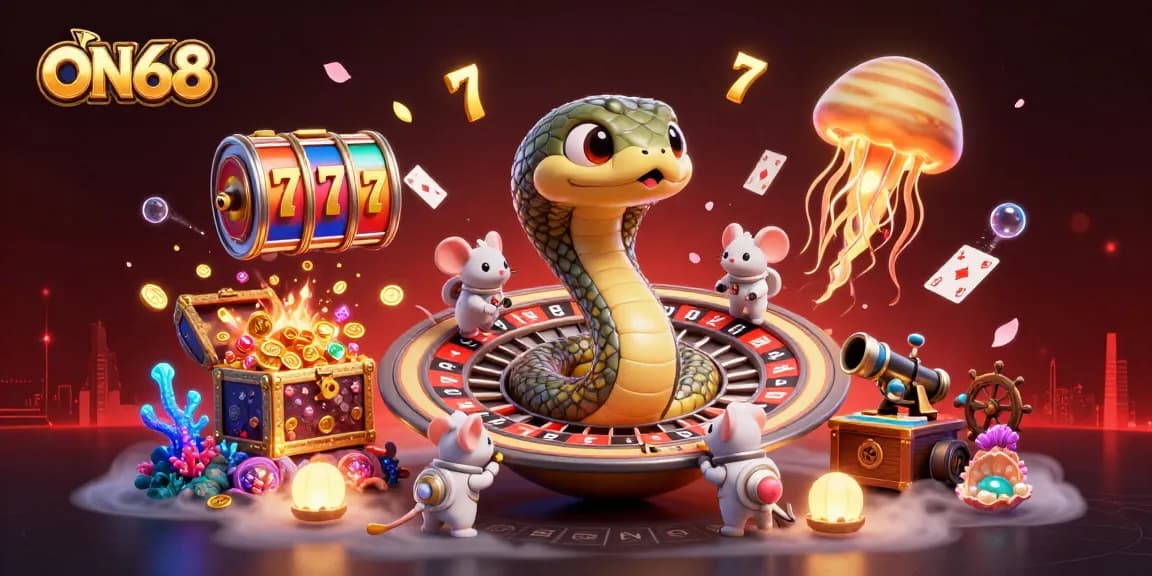 Place bets with ON68 on a cosmic roulette wheel in an imaginative 3D casino scene.
