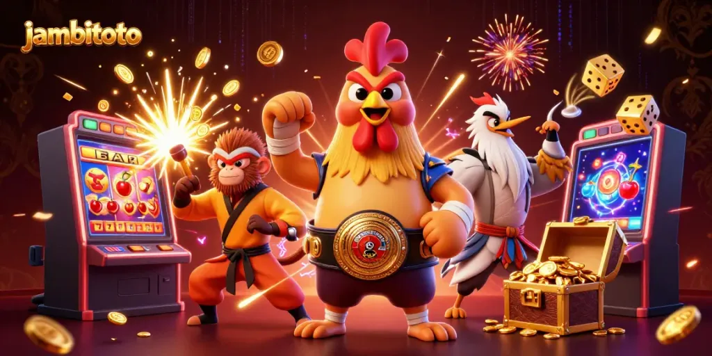 Engage with the thrill of jambitoto gaming with vibrant characters and exciting casino elements.
