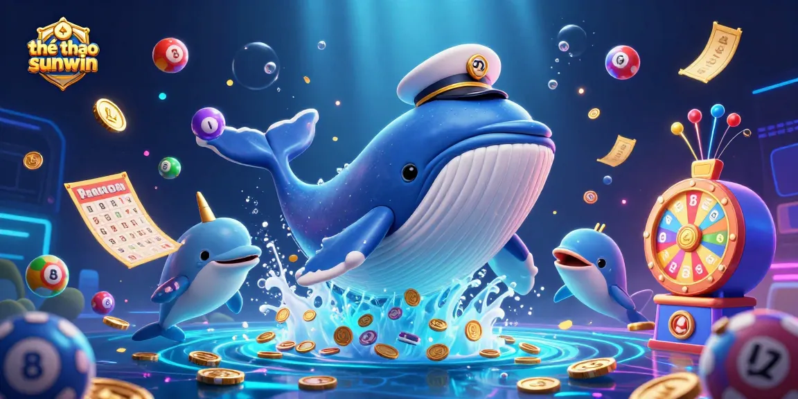 Bet on thể thao sunwin with a vibrant underwater gambling scene featuring whales and colorful game elements.