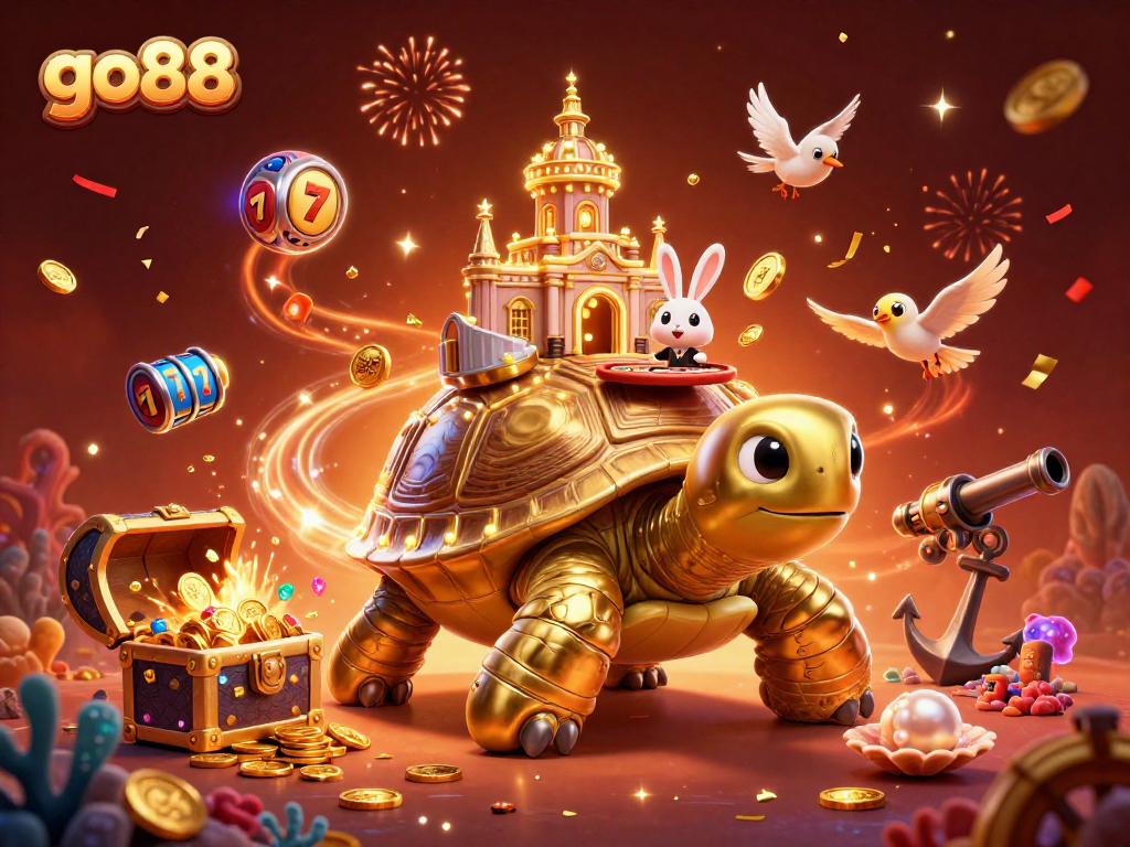 Experience the thrill of go88 with our vibrant casino-themed 3D illustration featuring dynamic characters and elements.