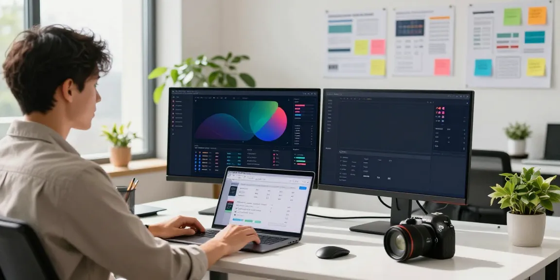 Digital marketing workspace highlighting instant indexing strategies with dual monitors and analytics.