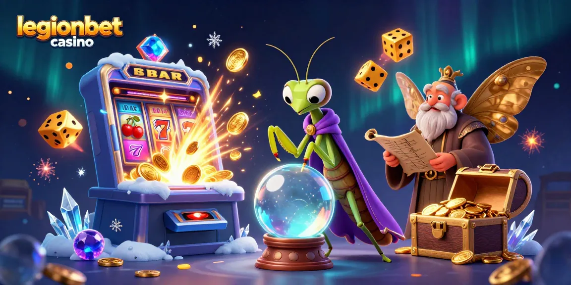 Experience the excitement of legionbet casino with a vibrant 3D scene of fortune tellers and gaming elements.