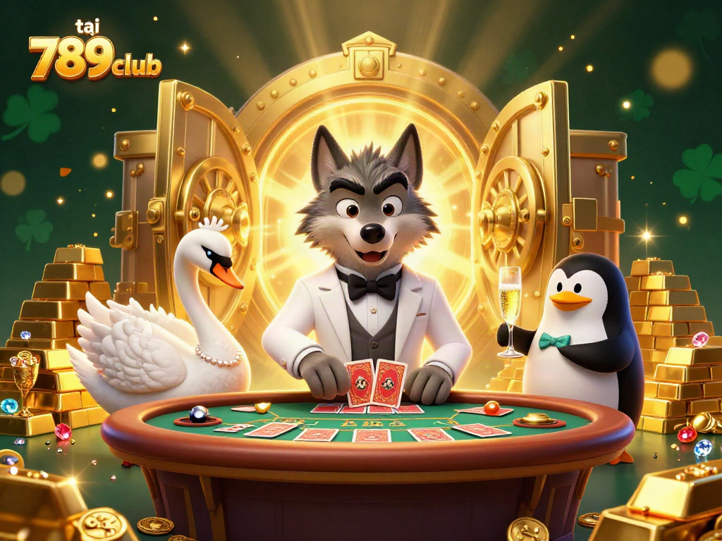 Experience excitement at tại 789club with a lively card game scene featuring charming characters.