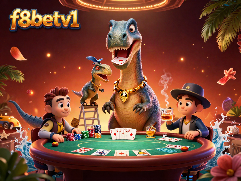 Engage with f8betv1's dynamic casino action featuring a playful brontosaurus and clever raptor.