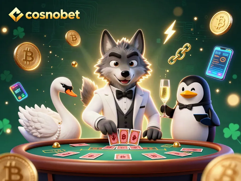 Engage with cosmobet's vibrant casino atmosphere featuring a debonair wolf and elegant characters.