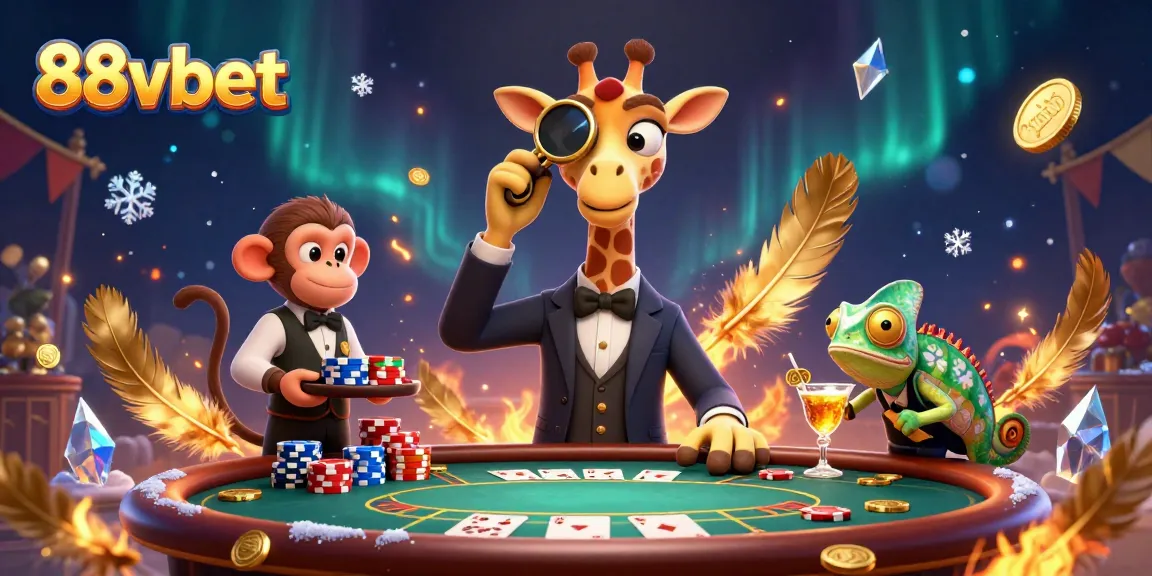 Join the fun at 88vbet with high-stakes poker action and animated characters in a vibrant 3D scene.
