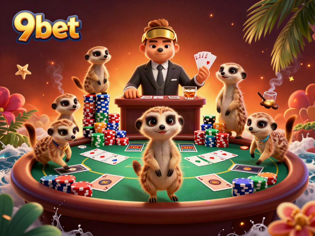Engage with 9bet's lively casino scene featuring meerkats in action.
