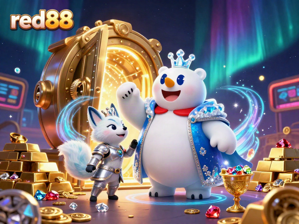 Experience thrilling wins at red88 with a majestic ice king polar bear and captivating casino treasures.