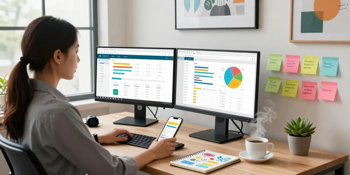 Digital marketing professional analyzing rokok88 link performance metrics in a vibrant office setting.