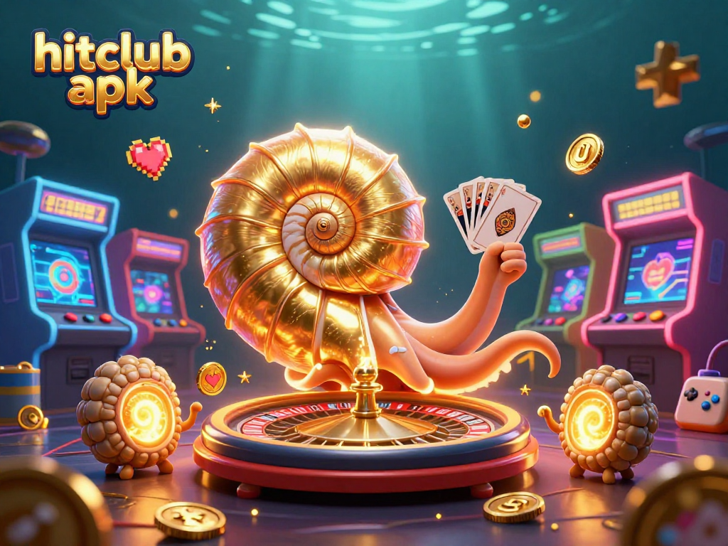 Experience the excitement of hitting jackpots with the Hitclub APK in this vibrant 3D casino scene.