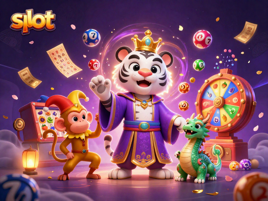 Engage with thrilling slot experiences through vibrant characters in a magical casino setting.