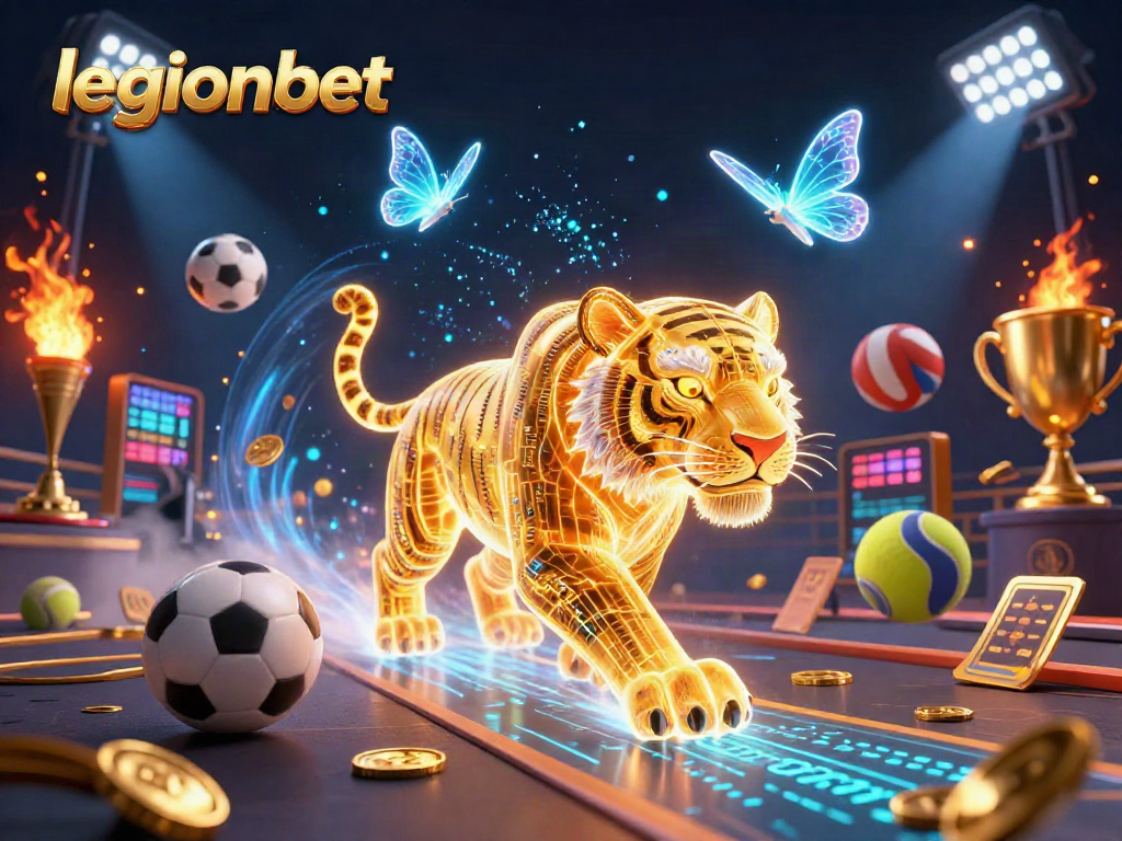 Experience thrilling gameplay with legionbet as a neon tiger prowls through a vibrant casino.