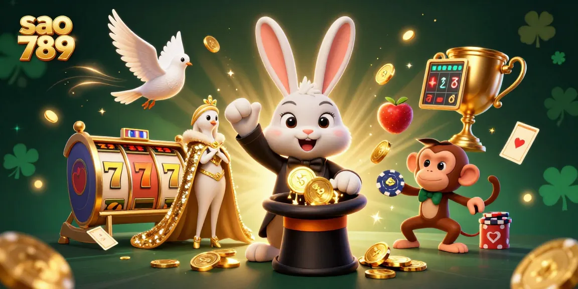 Engage with slots and jackpots at sao 789, where a magician rabbit reveals gold coins and thrills await.