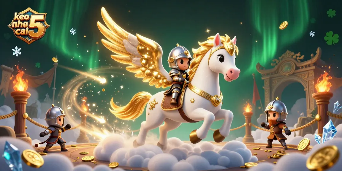 Engage with the dynamic magic of keo nha cai 5 as the knight rides a celestial horse through a gambling wonderland.