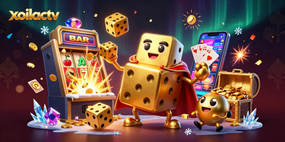 Experience the excitement of xoilactv with dynamic casino visuals featuring golden dice and jackpot explosions.