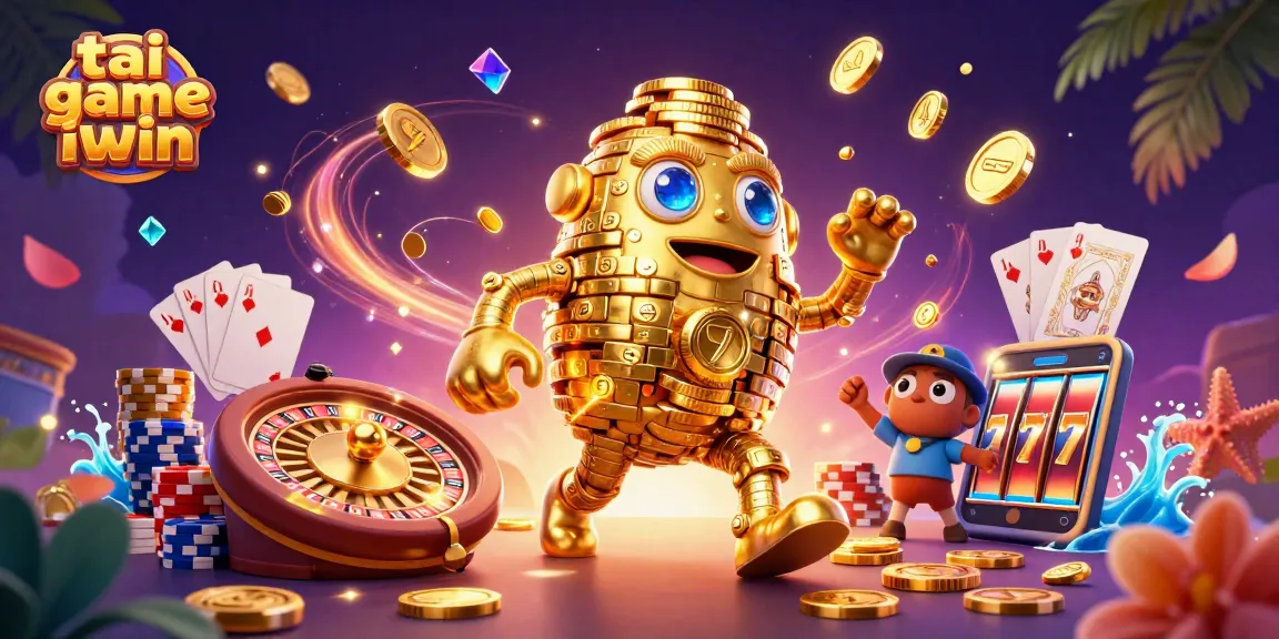 Experience the excitement of tai game iwin as coins and cards burst into action in this vibrant casino scene.