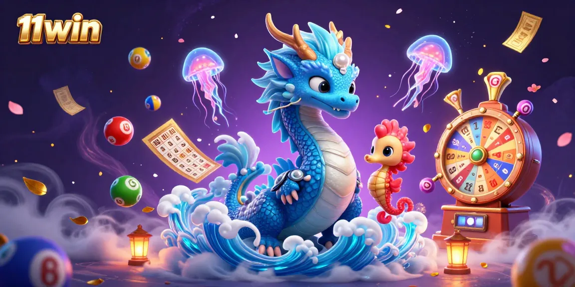 Engage in thrilling lottery action with 11WIN, featuring colorful lottery balls and dynamic prize elements.