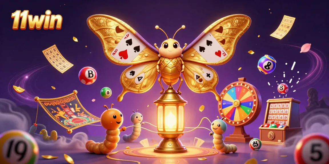 Experience the magical world of 11WIN, where golden chances flow in vibrant lottery and casino scenes.