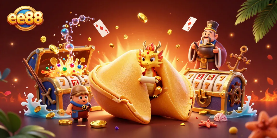 Experience winnings at ee88 with a vibrant casino-themed illustration featuring golden elements.