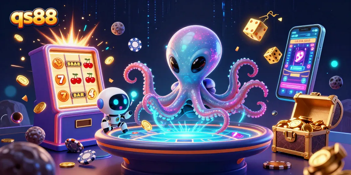Engage in thrilling gameplay at qs88 with a vibrant casino universe led by a playful alien octopus.